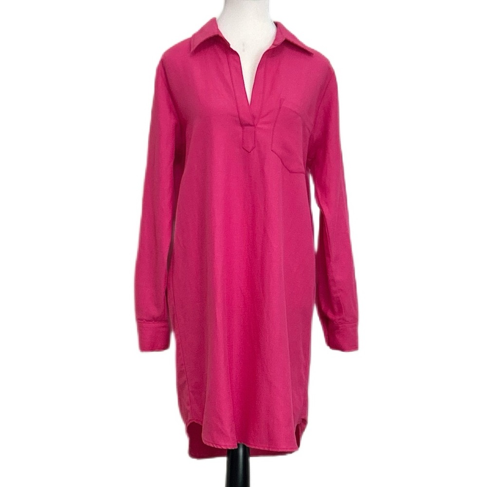 New Karen Kane Bright Pink Shirt Dress - Picture 5 of 12